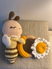 Image 2 of Bee Baby Rattle Wooden Teether