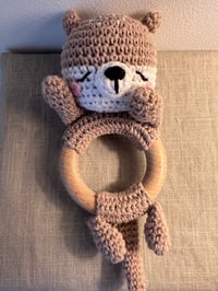 Image 2 of Sleepy Bear Baby Rattle Wooden Teether