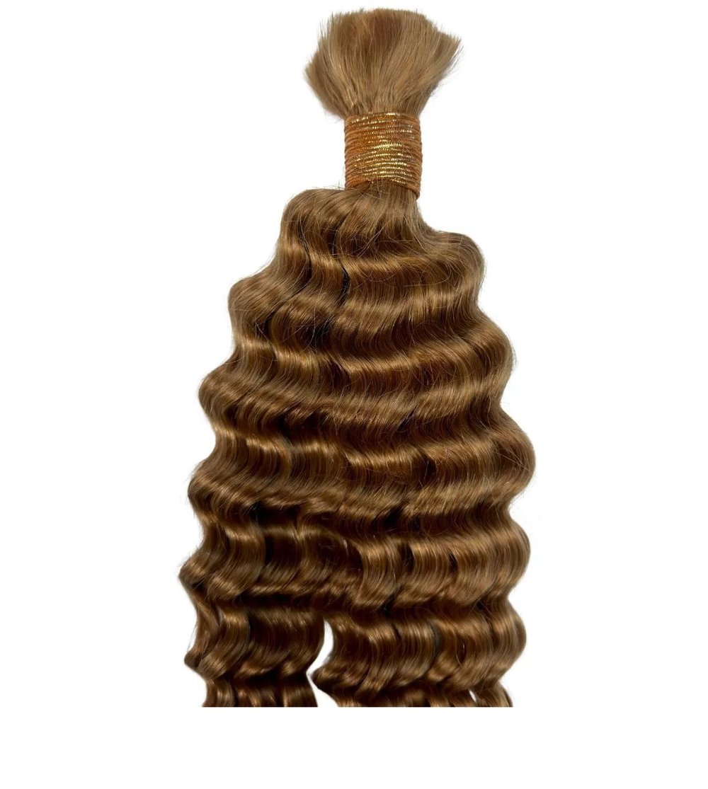 Image of Deep Wave Bulk Human Braiding Hair (Honey Blonde)