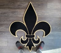 Image 2 of Fleur De Lis Handmade Rug (New Orleans Saints colors)
