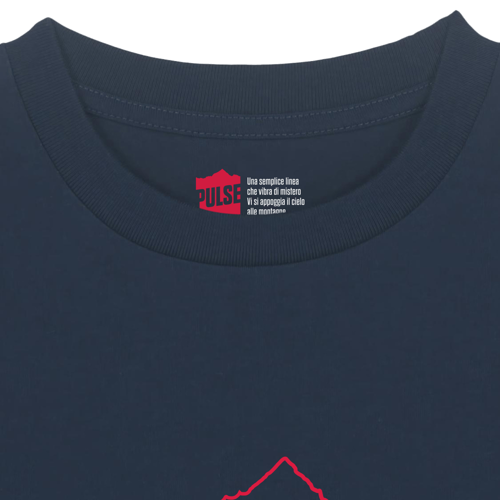 Monviso T-shirt in Cotone Organico KIDS 3-15Y blu navy / rosso PULSE