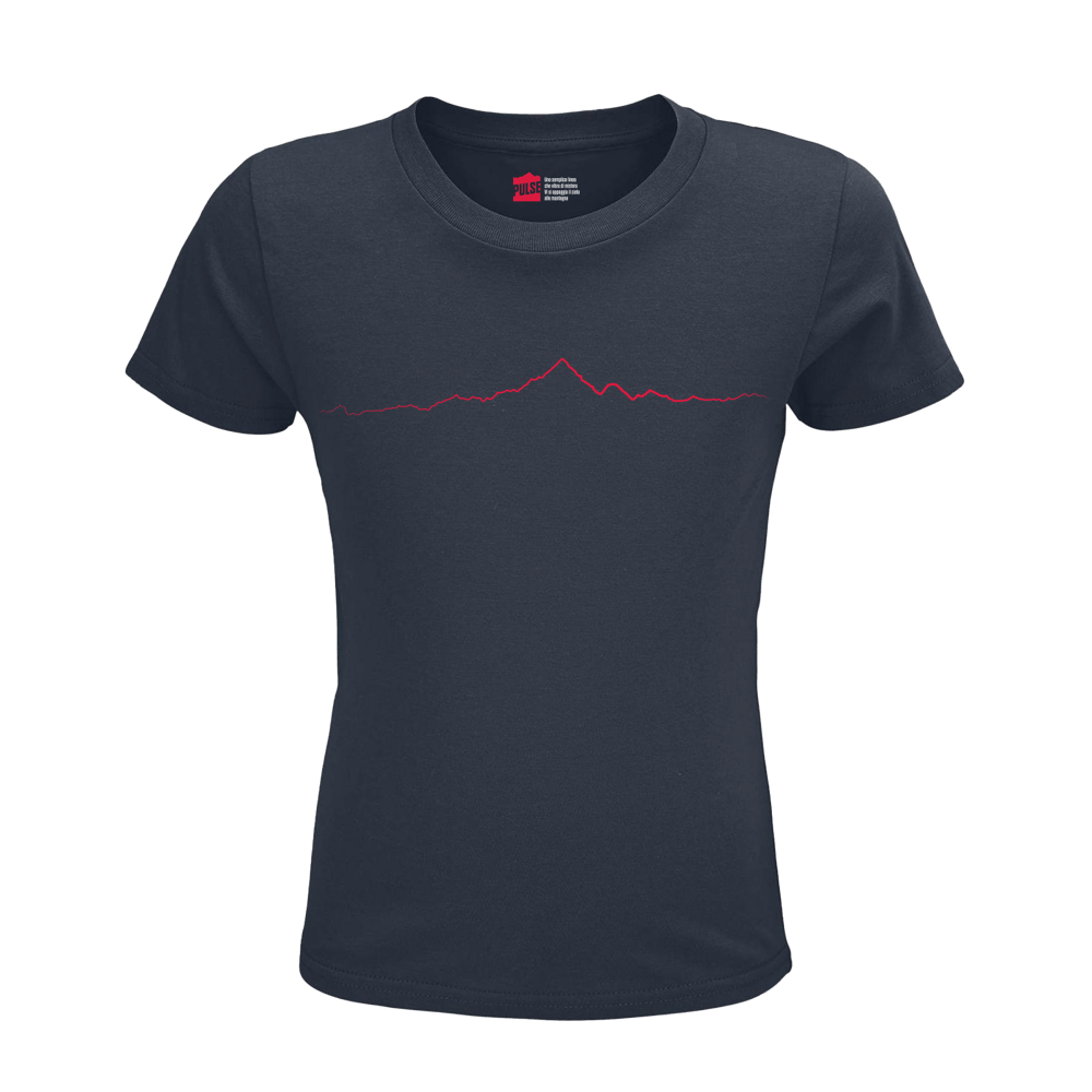 Monviso T-shirt in Cotone Organico KIDS 3-15Y blu navy / rosso PULSE
