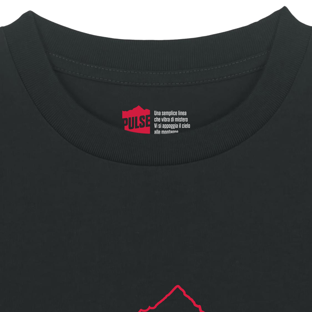 Monviso T-shirt in Cotone Organico KIDS 3-15Y nero / rosso PULSE