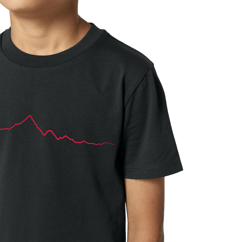 Monviso T-shirt in Cotone Organico KIDS 3-15Y nero / rosso PULSE