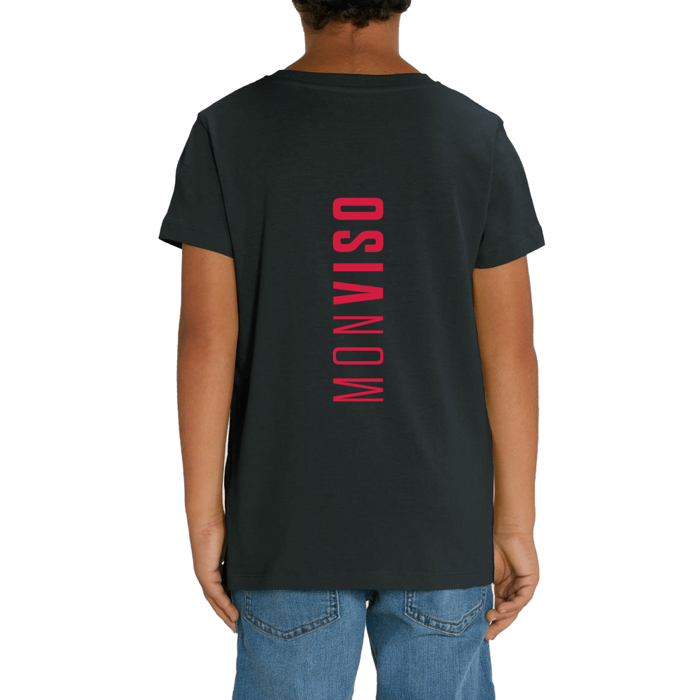 Monviso T-shirt in Cotone Organico KIDS 3-15Y nero / rosso PULSE