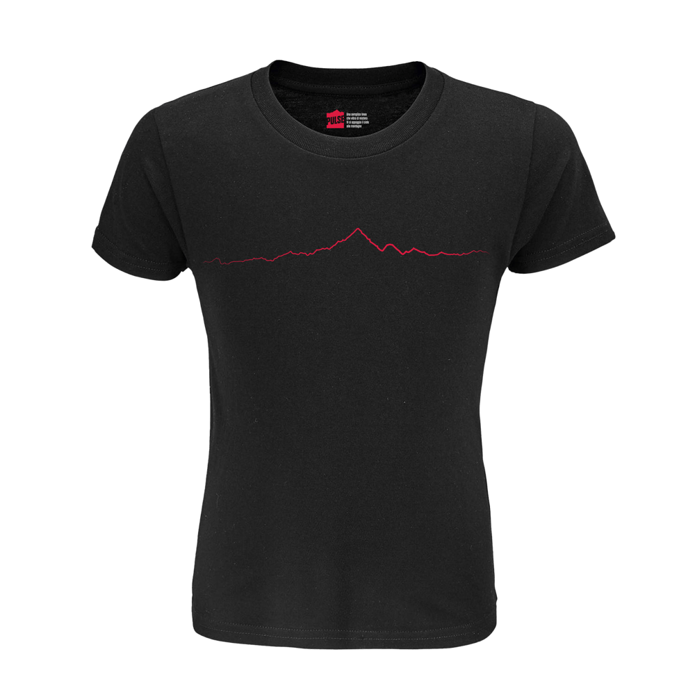 Monviso T-shirt in Cotone Organico KIDS 3-15Y nero / rosso PULSE