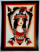 Image of antique vintage unknown indian woman arrowhead tattoo flash 11x14 pro print