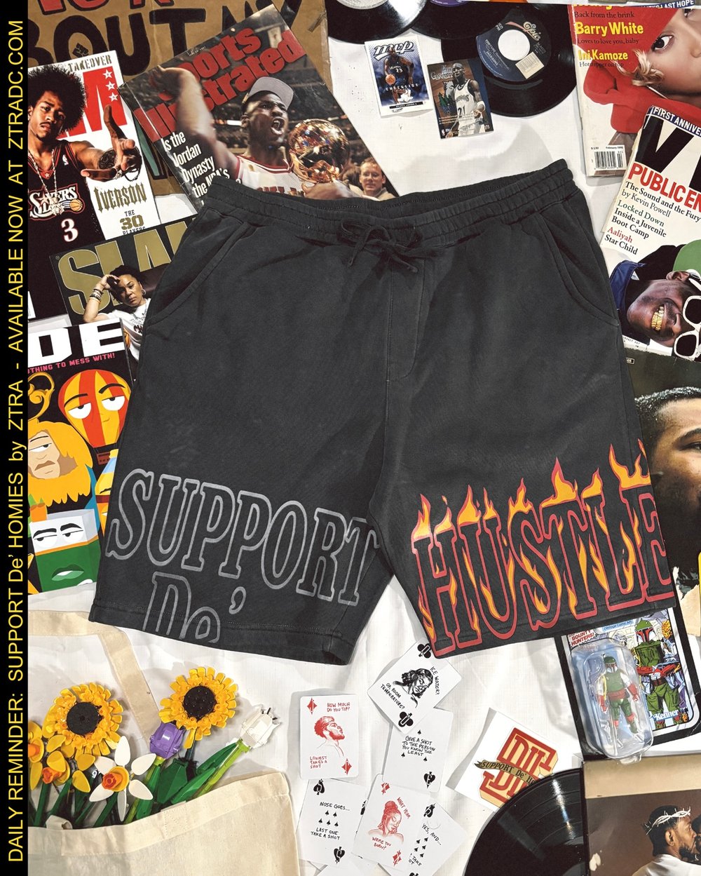 "Support De' Hustle" Shorts (Grey)