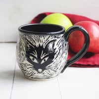 Image 3 of Handmade Fox Sgraffito Mug, 12 oz., Hand Carved Fox Design, Artful Coffee Cup Ready to Ship Made in 