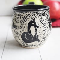 Image 2 of Handmade Fox Sgraffito Mug, 12 oz., Hand Carved Fox Design, Artful Coffee Cup Ready to Ship Made in 