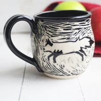 Image 6 of Handmade Fox Sgraffito Mug, 12 oz., Hand Carved Fox Design, Artful Coffee Cup Ready to Ship Made in 