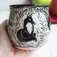 Image 7 of Handmade Fox Sgraffito Mug, 12 oz., Hand Carved Fox Design, Artful Coffee Cup Ready to Ship Made in 
