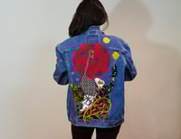 Image 1 of Unisex Large Denim Jacket, Embellished Levi's Jean jacket, Denim Art, Wearable Art