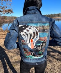 Image 4 of January Girl, Embellished Denim Jacket, Size Medium, Denim Art, Wearable Art