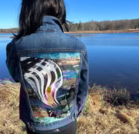 Image 3 of January Girl, Embellished Denim Jacket, Size Medium, Denim Art, Wearable Art