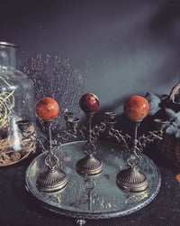 Image 3 of Carnelian crystal ball candlabras 