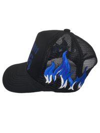 Image 2 of New Flame Trucker Hat (Blue)