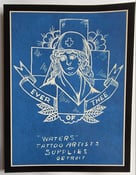 Image of antique vintage percy waters red cross rose blue print tattoo flash 11x14 print