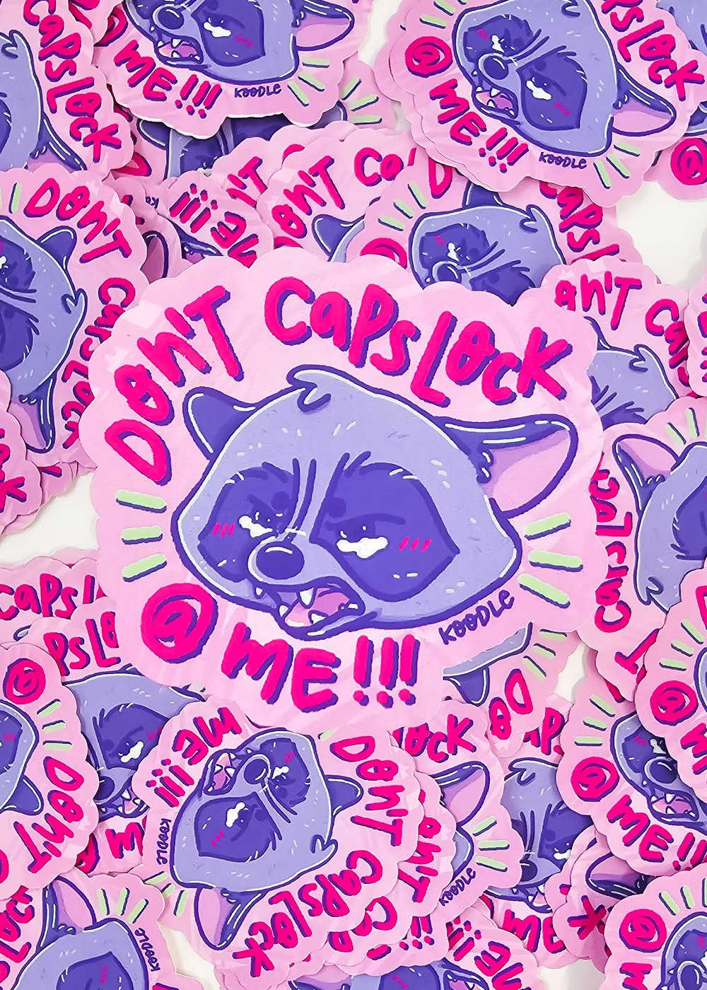 Image of Don't Caps Lock @ Me Angry Raccoon Sticker (Matte Finish)