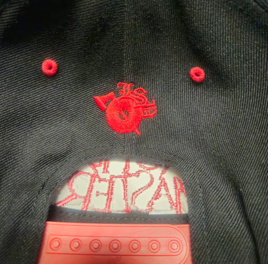 Image of LEX THE HEX MASTER: RED LOGO/ RED BRIM SNAPBACK HAT 