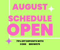 August Microblading Schedule