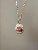 Image 3 of Oval Pink Topaz Medallion Pendant