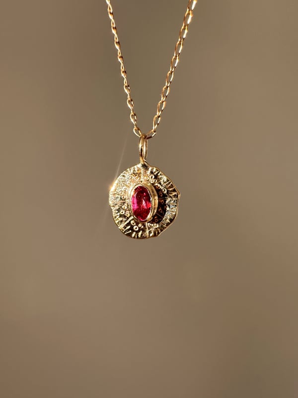 Image of Oval Pink Topaz Medallion Pendant