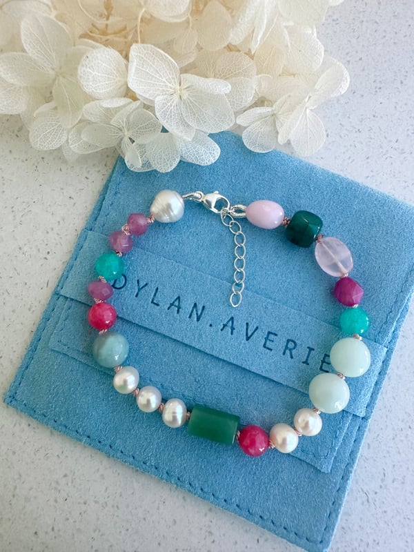 Image of Multi-Gem and Pearl Bracelet