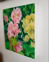  Dancing Hollyhocks ~ Original oil  painting on box panel