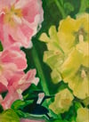  Dancing Hollyhocks ~ Original oil  painting on box panel