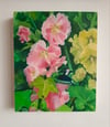  Dancing Hollyhocks ~ Original oil  painting on box panel