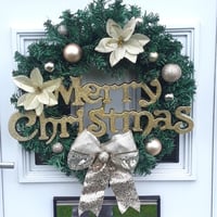 Image 2 of Gold Merry Christmas Wreath, Wall Decor, Door Wreath