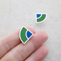 Image 2 of New Quarter Studs in Blue and Emerald Green