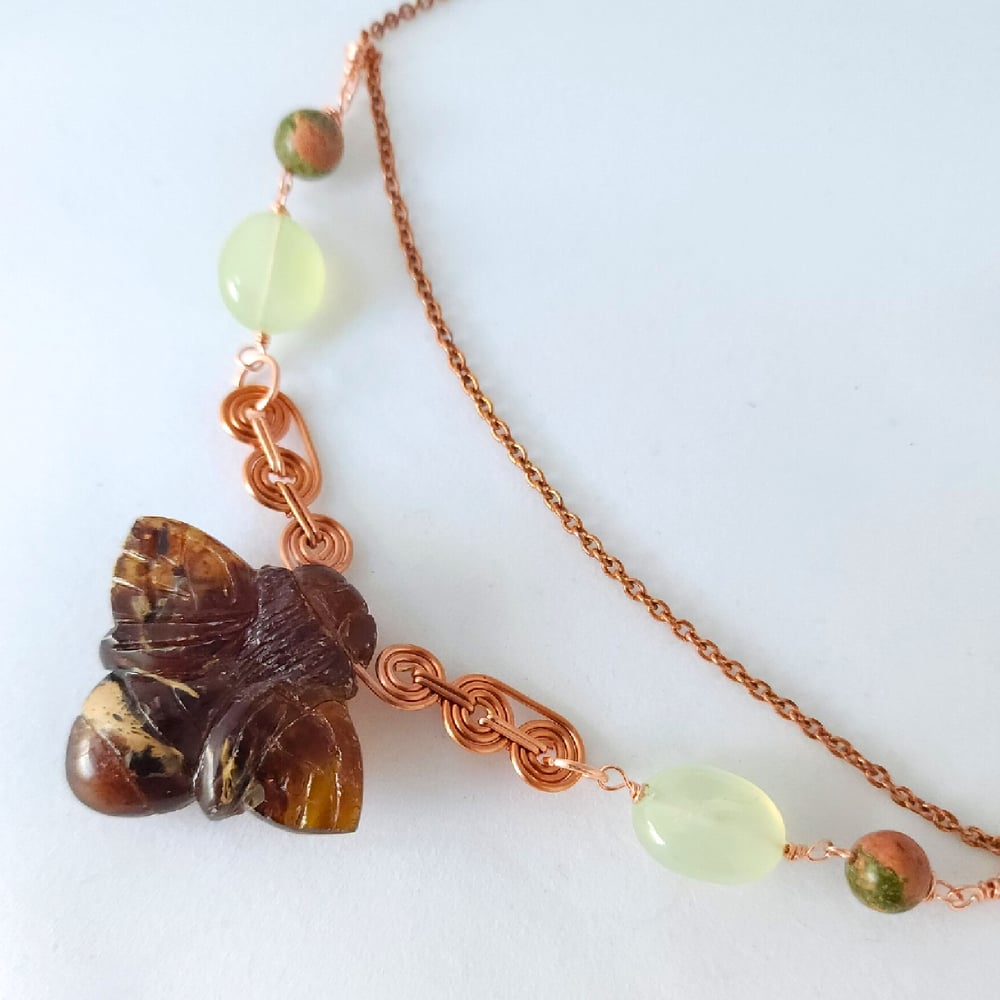 Image of Comfort & Courage Talisman - Amber Bee Necklace in Copper