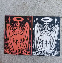 Image 3 of Transfem Angel Original Postcard Linocut Print 