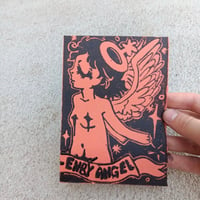 Image 3 of Enby Angel Original Postcard Linocut Print 