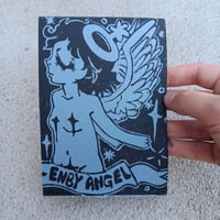 Image 4 of Enby Angel Original Postcard Linocut Print 