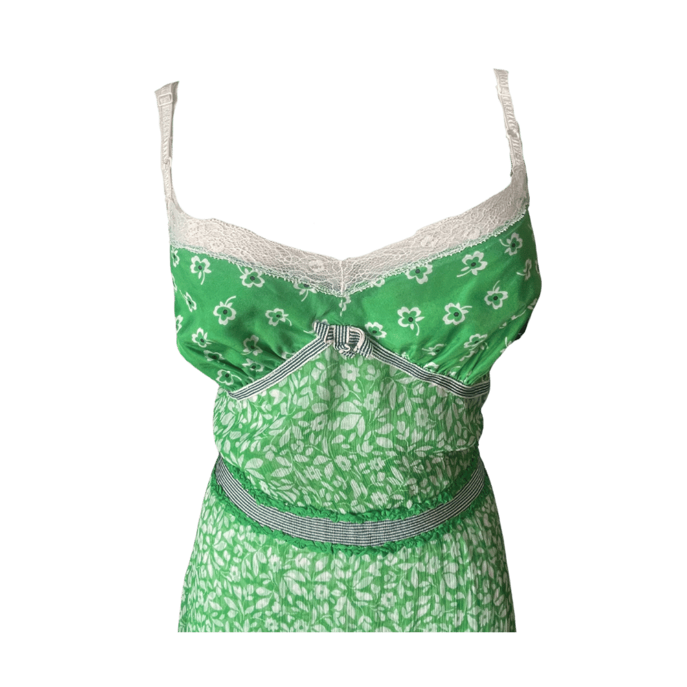 Image of DOLCE & GABBANA SILK CHIFFON GREEN MIDI DRESS