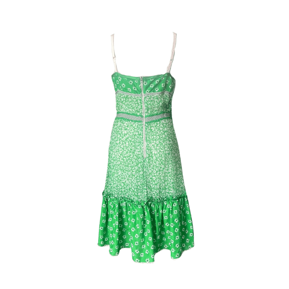 Image of DOLCE & GABBANA SILK CHIFFON GREEN MIDI DRESS