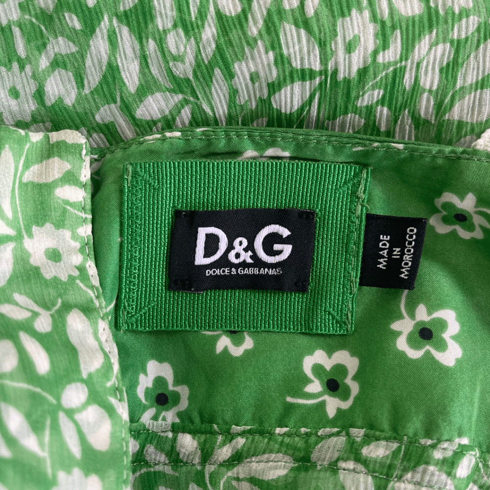 Image of DOLCE & GABBANA SILK CHIFFON GREEN MIDI DRESS