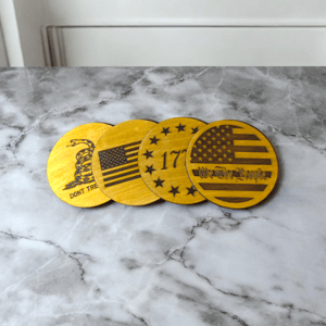 Image of Patriotic Wooden Coaster Set (set of 4) - WATERPROOFED