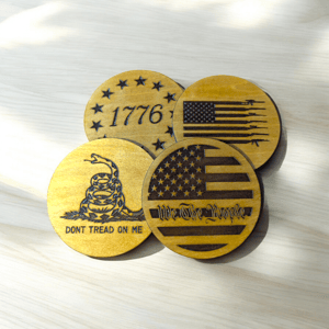 Image of Patriotic Wooden Coaster Set (set of 4) - WATERPROOFED