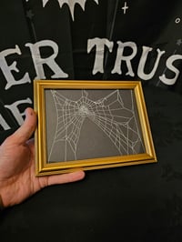 Image 1 of Gold framed preserved spider web