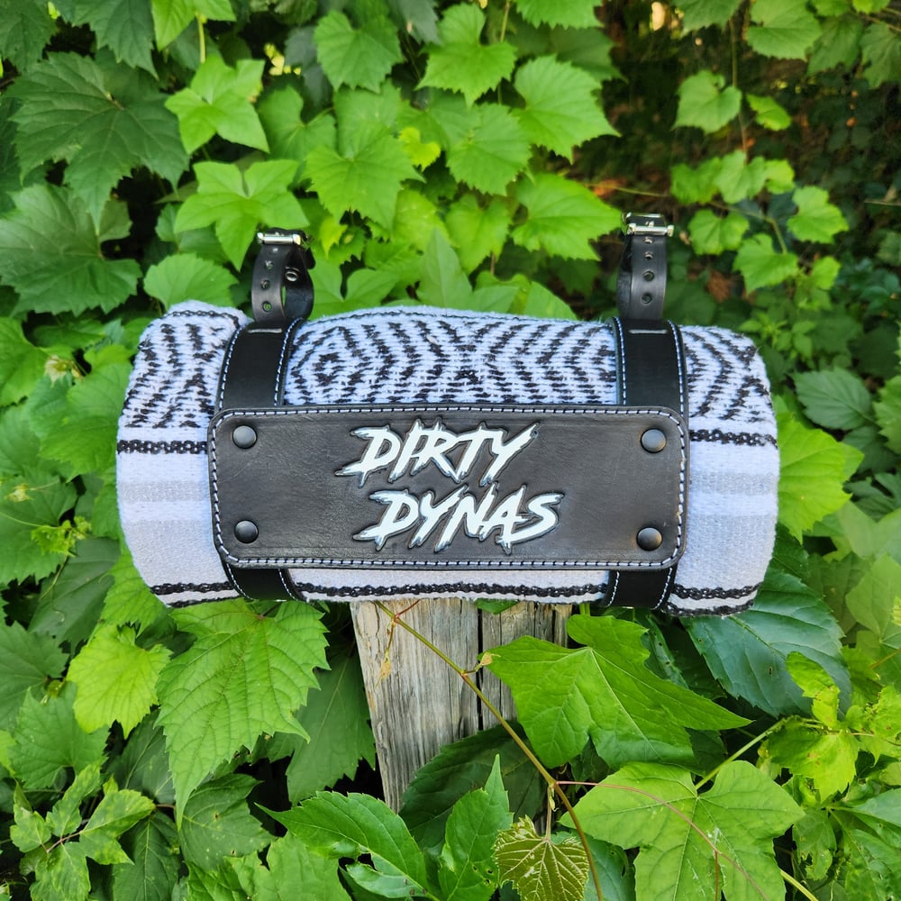 Leather Bedroll Straps (With Dirty Dynas Logo)