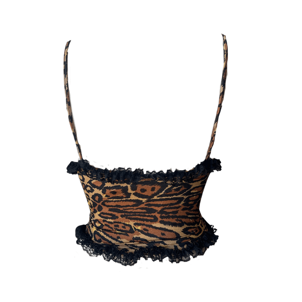 Image of LEOPARD AND BLACK LACE CORSET TOP