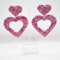 Image 1 of Groovy Pink Heart Earrings