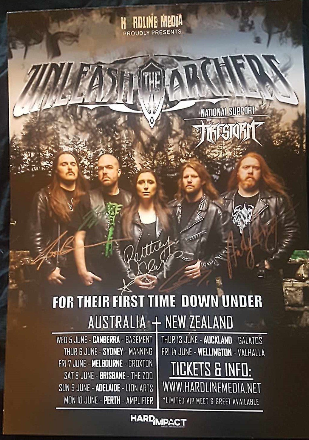 Image of UNLEASH THE ARCHERS - Aussie / NZ Tour Poster SIGNED