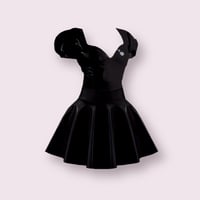 Image 1 of Latex Puff Sleeve Skater Dress