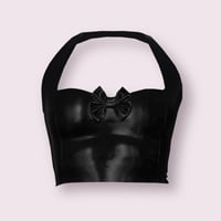 Image 1 of Latex Bow Halterneck Top