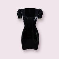 Image 1 of Latex Puff Sleeve Mini Dress